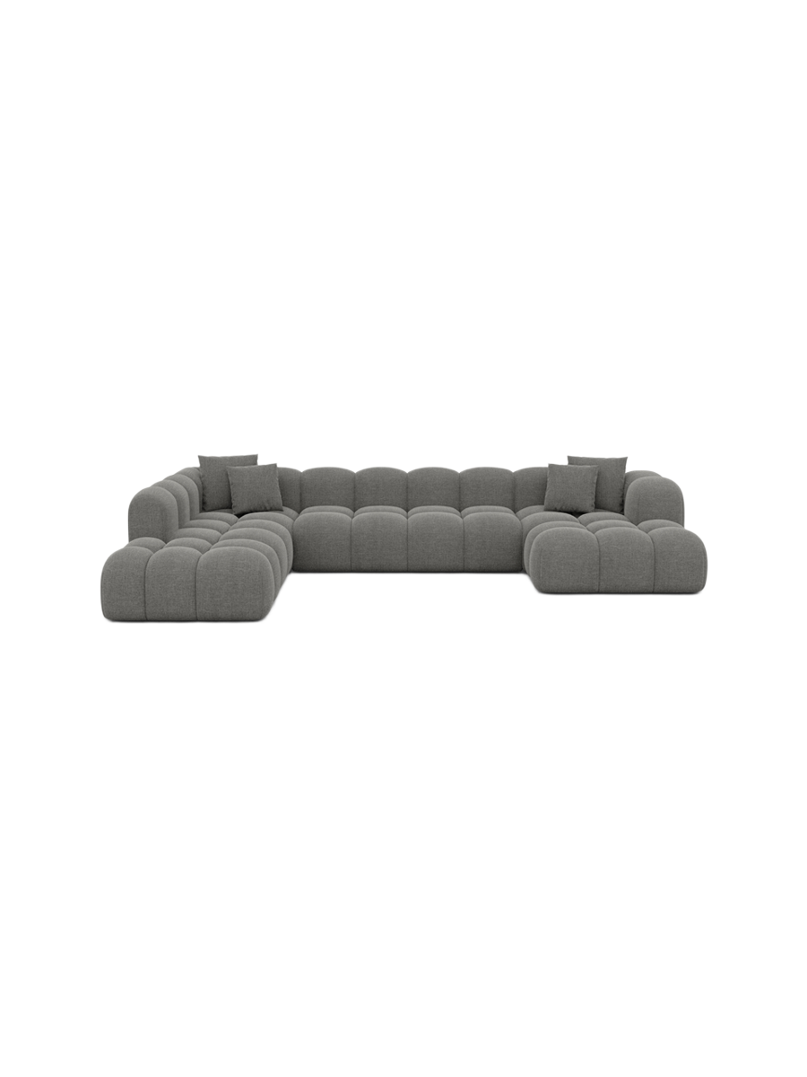 
7-Sitzer Design Panorama-Sofa „Alba Lounge XXL“ mit Strukturstoff-Bezug - Strukturstoff Beige / Lange Seite links
