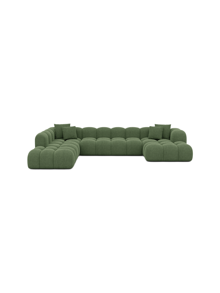 
7-Sitzer Design Panorama-Sofa „Alba Lounge XXL“ mit Strukturstoff-Bezug - Strukturstoff Beige / Lange Seite links
