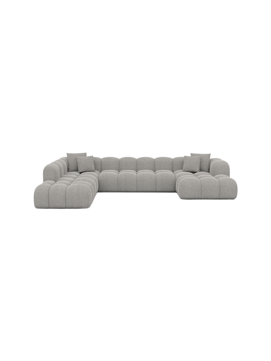 
7-Sitzer Design Panorama-Sofa „Alba Lounge XXL“ mit Strukturstoff-Bezug - Strukturstoff Beige / Lange Seite links