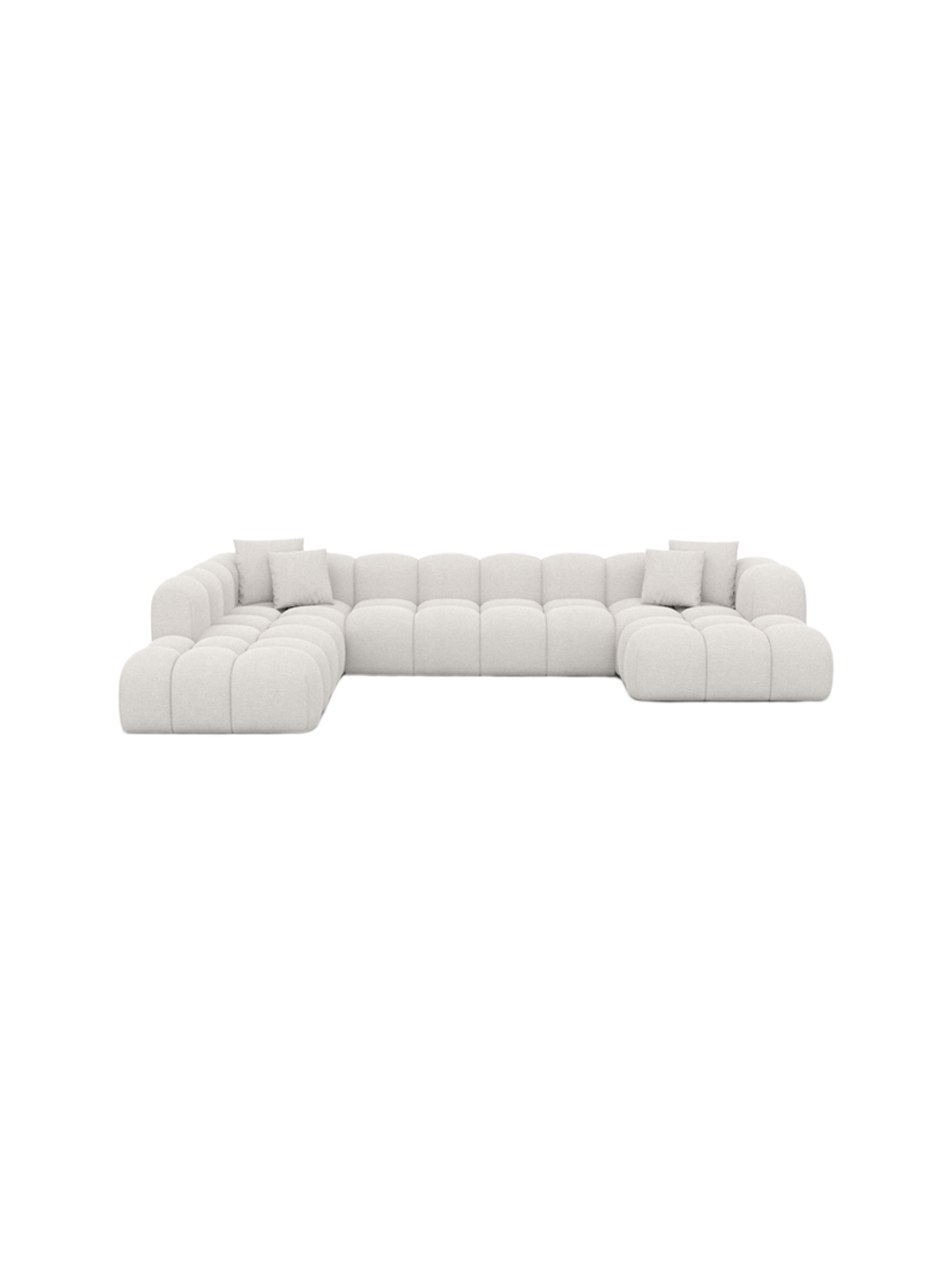 
7-Sitzer Design Panorama-Sofa „Alba Lounge XXL“ mit Strukturstoff-Bezug - Strukturstoff Beige / Lange Seite links
