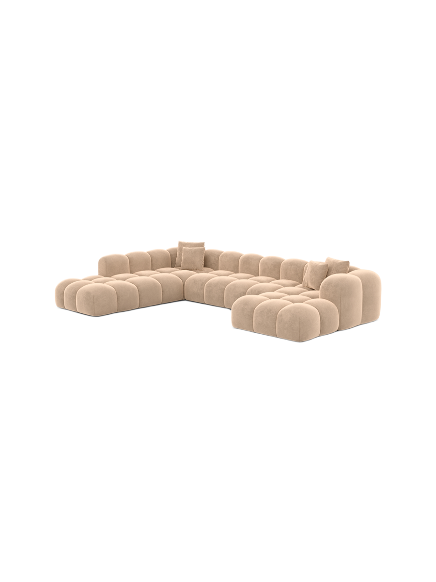 
Divano panoramico di design a 7 posti «Alba Lounge XXL» con rivestimento in velluto - Rivestimento in velluto Beige / Lato lungo a sinistra