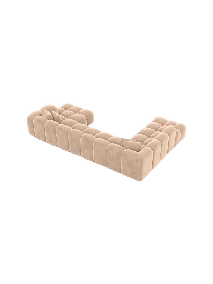 
Divano panoramico di design a 7 posti «Alba Lounge XXL» con rivestimento in velluto - Rivestimento in velluto Beige / Lato lungo a sinistra