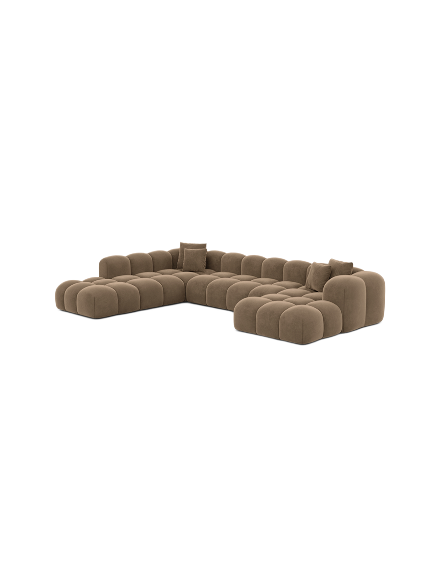 
Divano panoramico di design a 7 posti «Alba Lounge XXL» con rivestimento in velluto - Rivestimento in velluto marrone / Lato lungo a sinistra