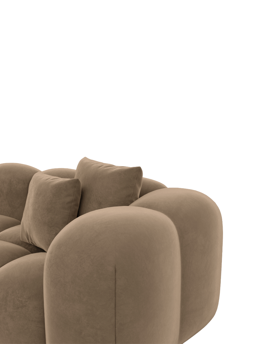 
Divano panoramico di design a 7 posti «Alba Lounge XXL» con rivestimento in velluto - Rivestimento in velluto marrone / Lato lungo a sinistra