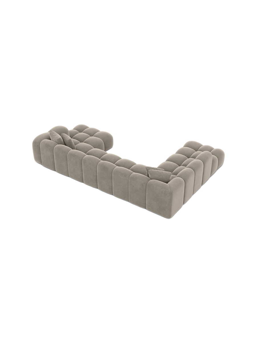 
Divano panoramico di design a 7 posti «Alba Lounge XXL» con rivestimento in velluto - Rivestimento in velluto Beige scuro / Lato lungo a sinistra