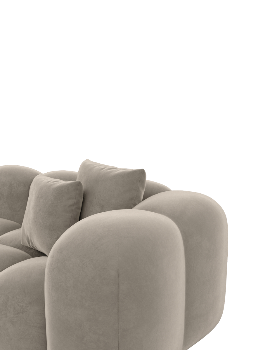 
Divano panoramico di design a 7 posti «Alba Lounge XXL» con rivestimento in velluto - Rivestimento in velluto Beige scuro / Lato lungo a sinistra