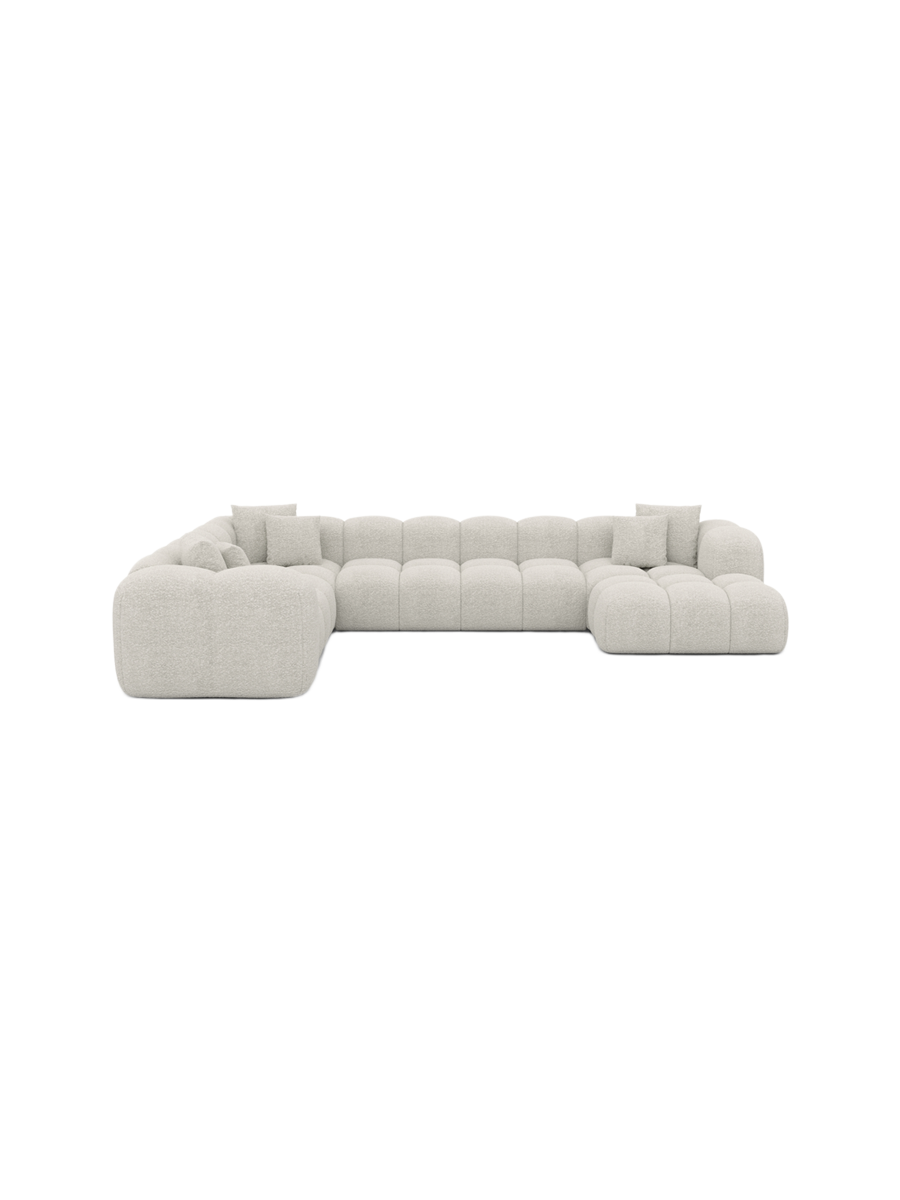 
7-Sitzer Design Panorama-Sofa „Alba XXL“ mit Bouclé-Bezug - Bouclé Graphit / Lange Seite links