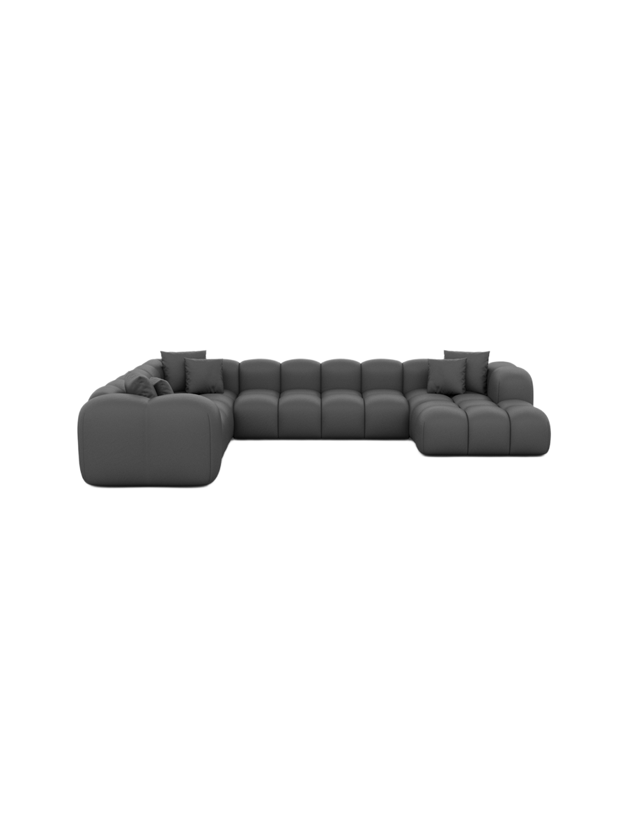 
7-Sitzer Design Echtleder Panorama-Sofa „Alba XXL“ - Echtleder Beige / Lange Seite rechts