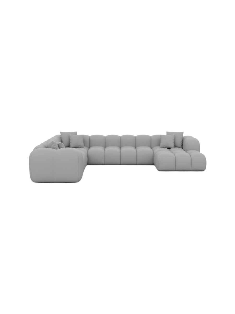 
7-Sitzer Design Echtleder Panorama-Sofa „Alba XXL“ - Echtleder Beige / Lange Seite rechts