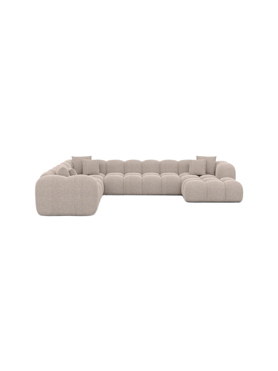 
7-Sitzer Design Panorama-Sofa „Alba XXL“ mit Strukturstoff-Bezug - Strukturstoff Beige / Lange Seite links