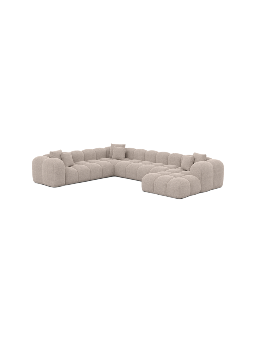 
7-Sitzer Design Panorama-Sofa „Alba XXL“ mit Strukturstoff-Bezug - Strukturstoff Beige / Lange Seite links