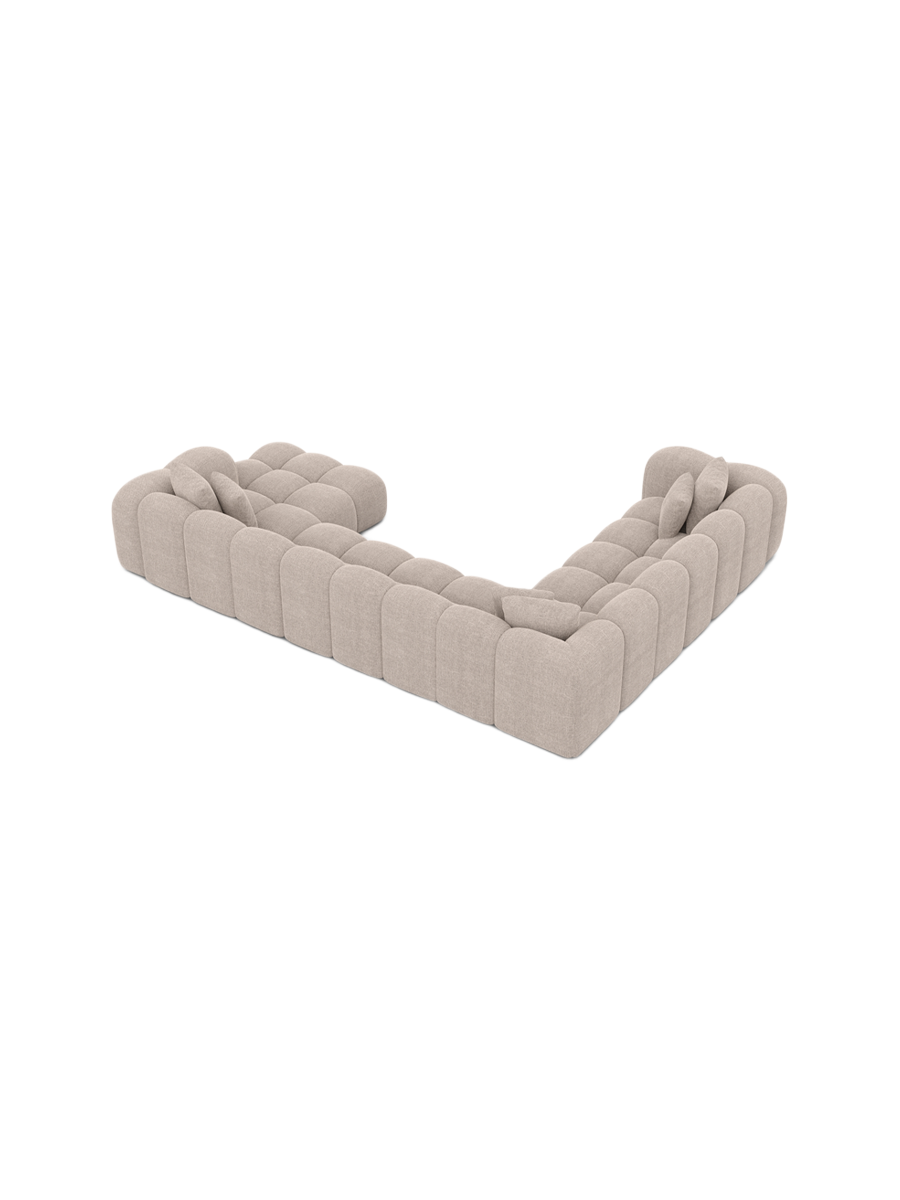 
7-Sitzer Design Panorama-Sofa „Alba XXL“ mit Strukturstoff-Bezug - Strukturstoff Beige / Lange Seite links
