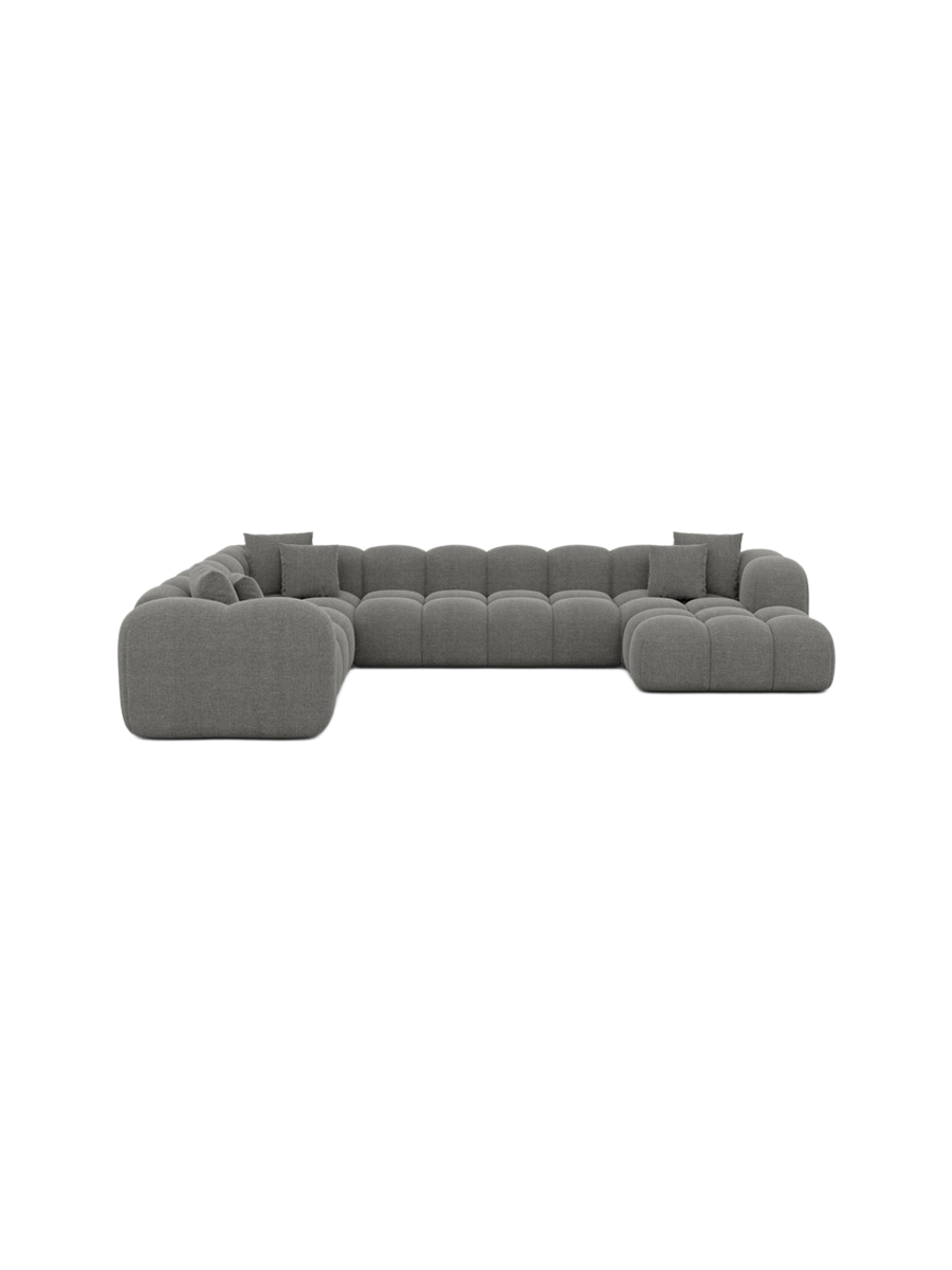 
7-Sitzer Design Panorama-Sofa „Alba XXL“ mit Strukturstoff-Bezug - Strukturstoff Beige / Lange Seite links