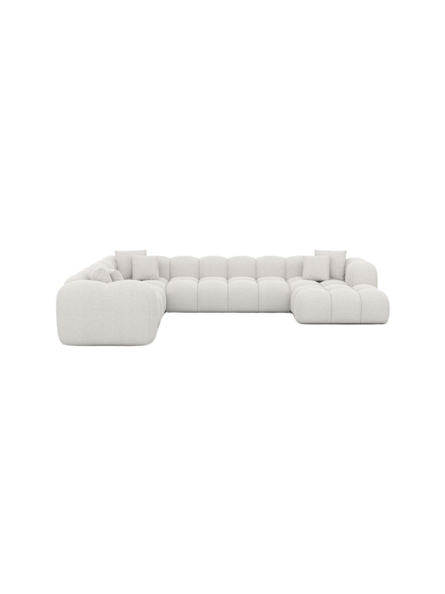
7-Sitzer Design Panorama-Sofa „Alba XXL“ mit Strukturstoff-Bezug - Strukturstoff Beige / Lange Seite links
