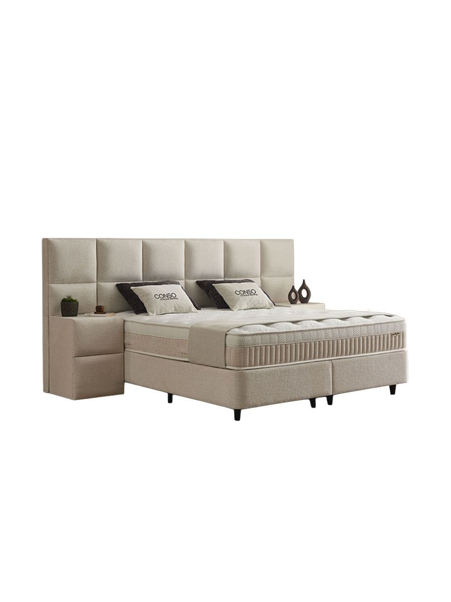
Premium Box Spring Bed "Conso" incl. Mattress & Topper - Without accessories / Mattress size: 140 x 200 cm