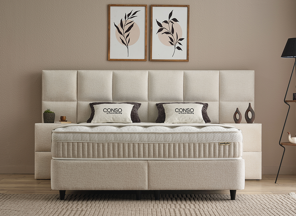 
Premium Box Spring Bed "Conso" incl. Mattress & Topper - Without accessories / Mattress size: 140 x 200 cm