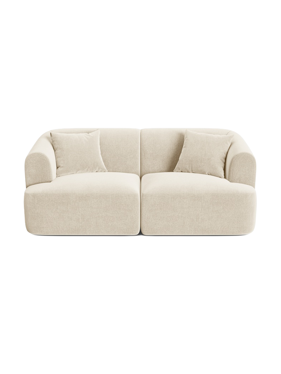 
2-Seater Designer Sofa "Campi" - Light Beige Velvet