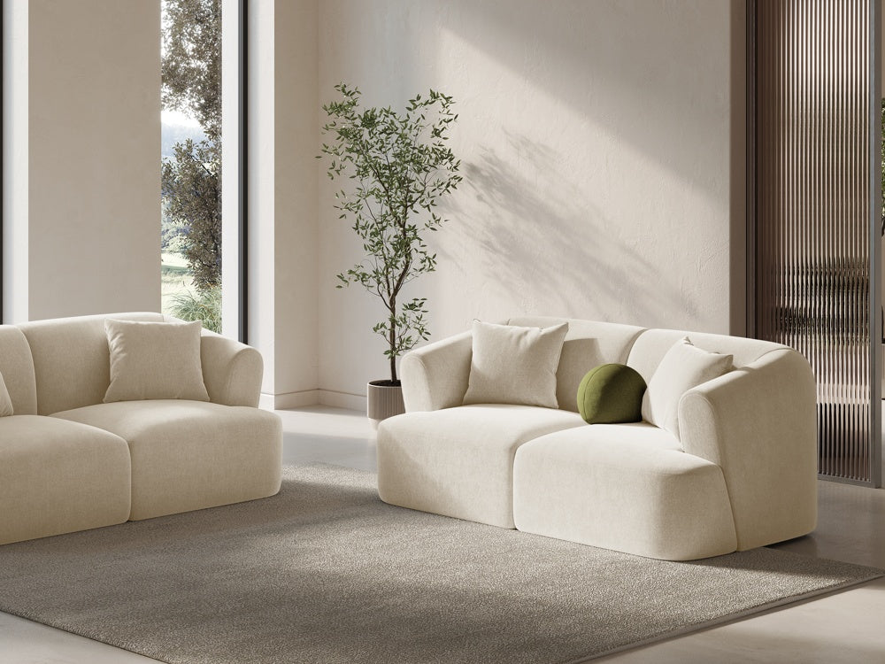 
2-Seater Designer Sofa "Campi" - Light Beige Velvet