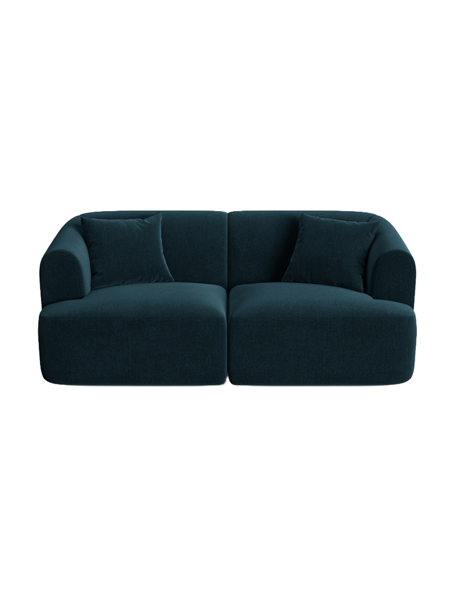 
2-Seater Designer Sofa "Campi" - Dark petrol velvet