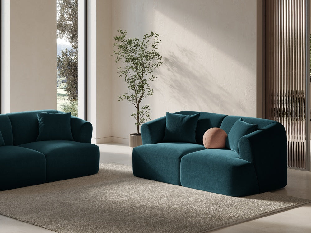 
2-Seater Designer Sofa "Campi" - Dark petrol velvet