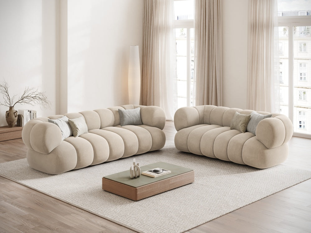 
2-seater designer sofa "Koge" - Light Beige Velvet