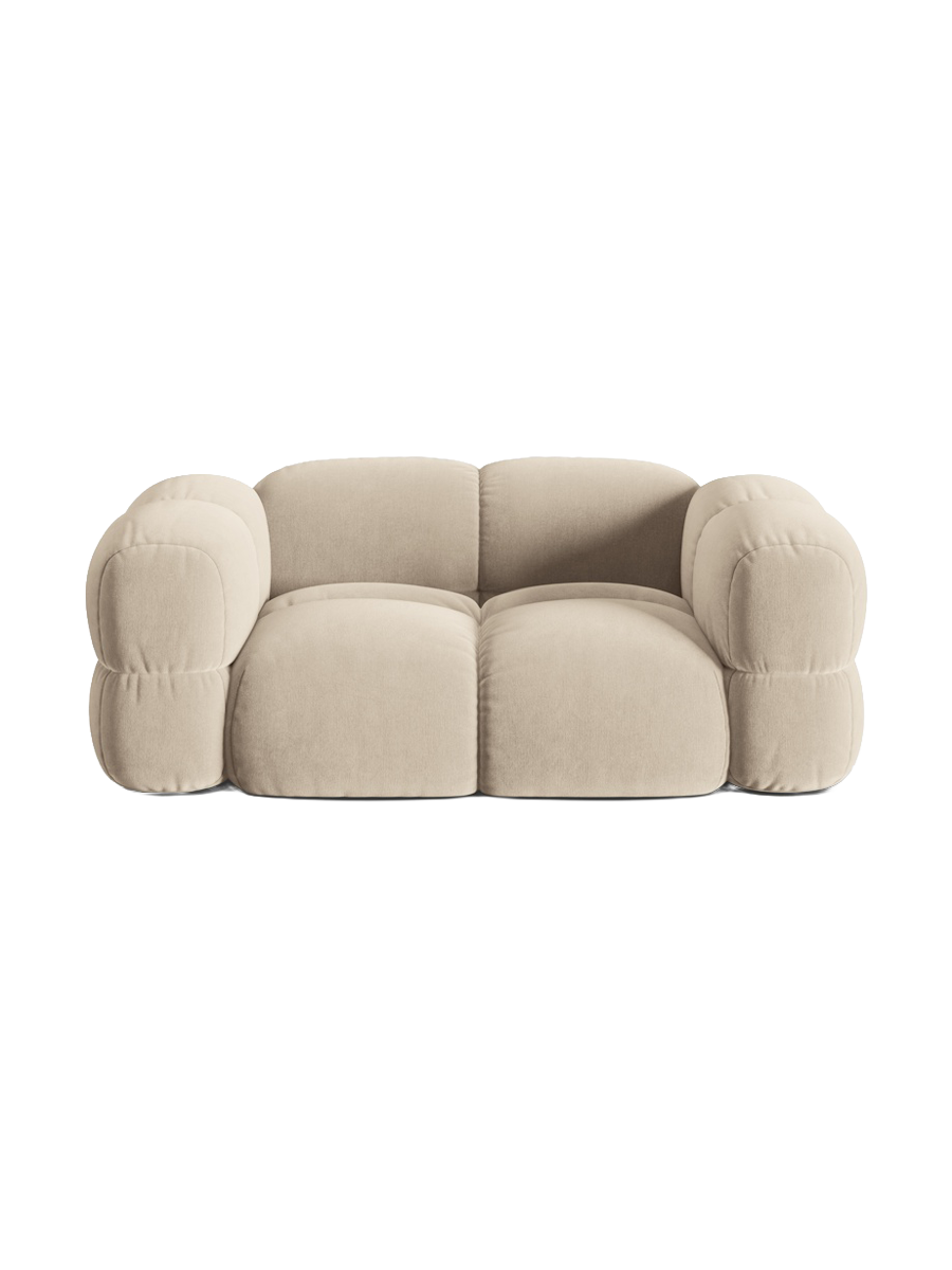 
2-Seater Designer Sofa "Loretto" - Light Beige Velvet