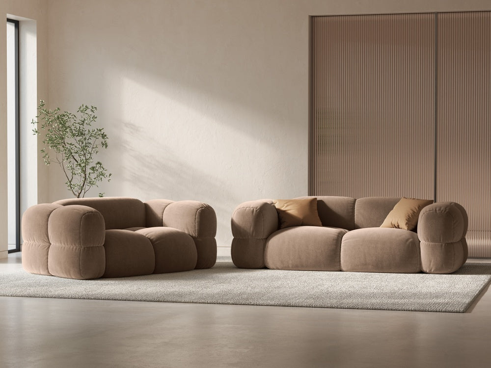 
2-Seater Designer Sofa "Loretto" - Velvet Dark Beige