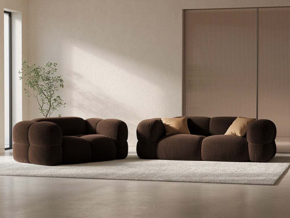 
2-Seater Designer Sofa "Loretto" - Velvet Chocolate
