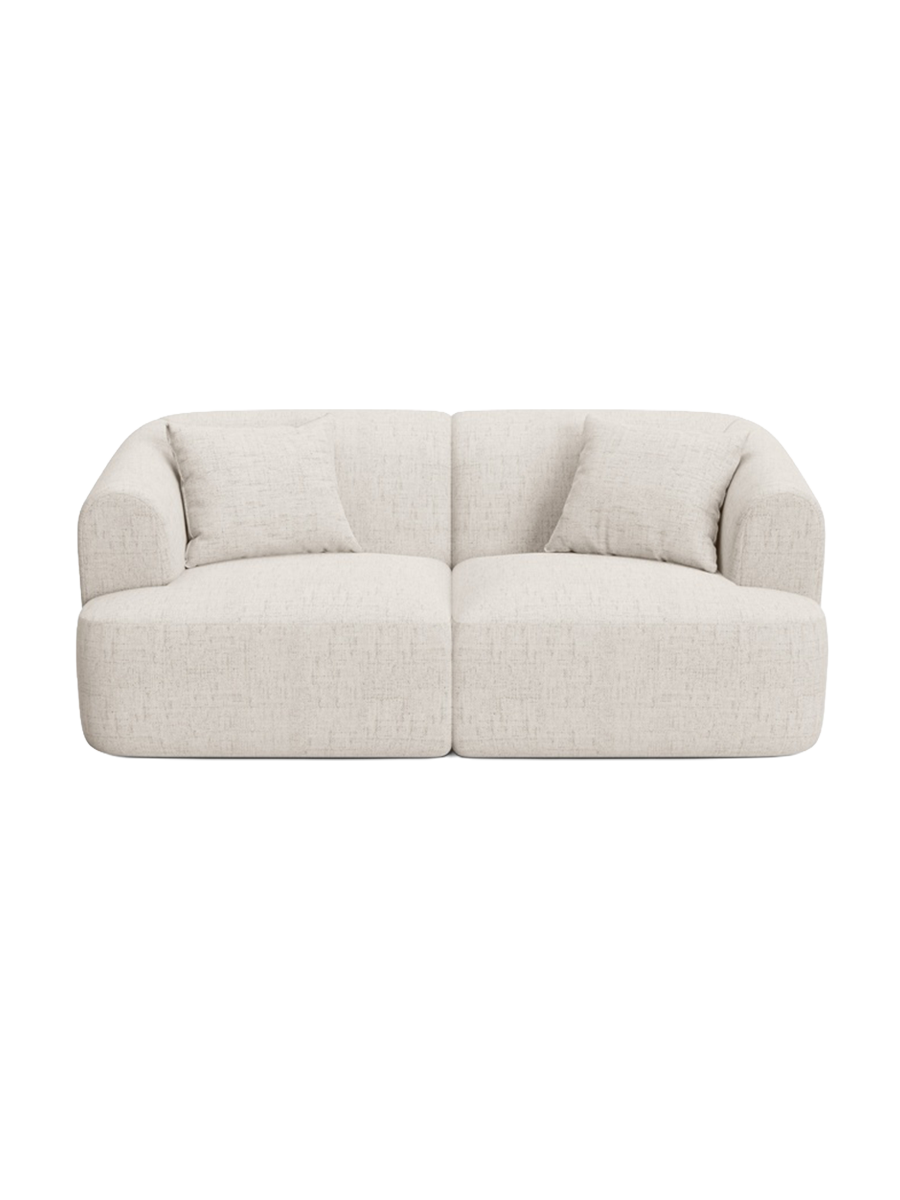 
2-Seater Designer Sofa "Campi" - Structured Fabric Light Beige