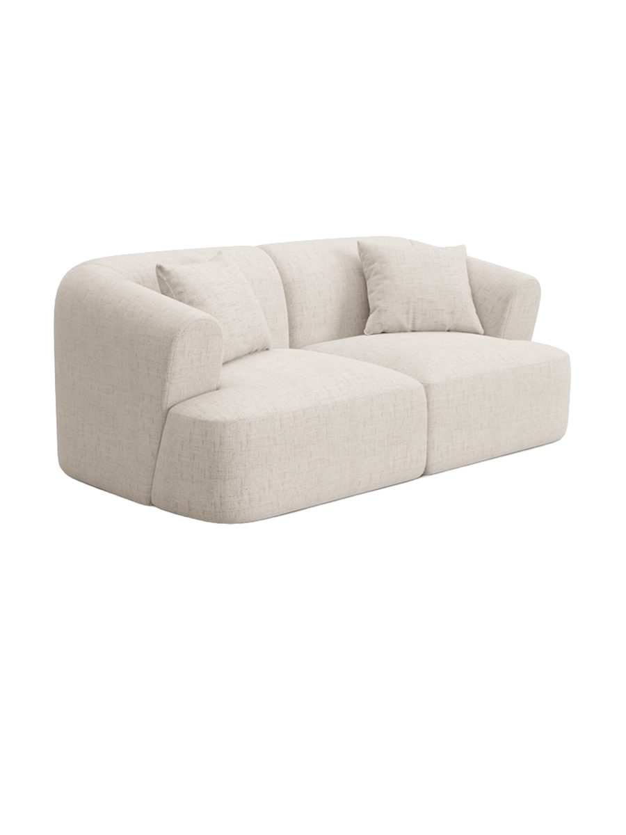
2-Seater Designer Sofa "Campi" - Structured Fabric Light Beige