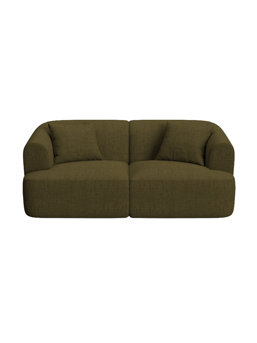 
2-Seater Designer Sofa "Campi" - Textured Fabric Green