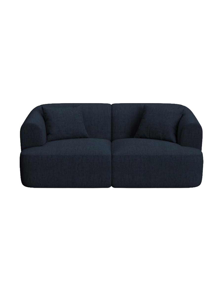 
2-Seater Designer Sofa "Campi" - Structured Fabric Royal Blue
