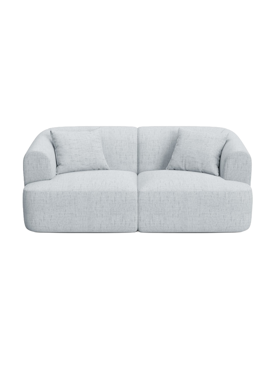 
2-Seater Designer Sofa "Campi" - Structural Fabric Light Grey