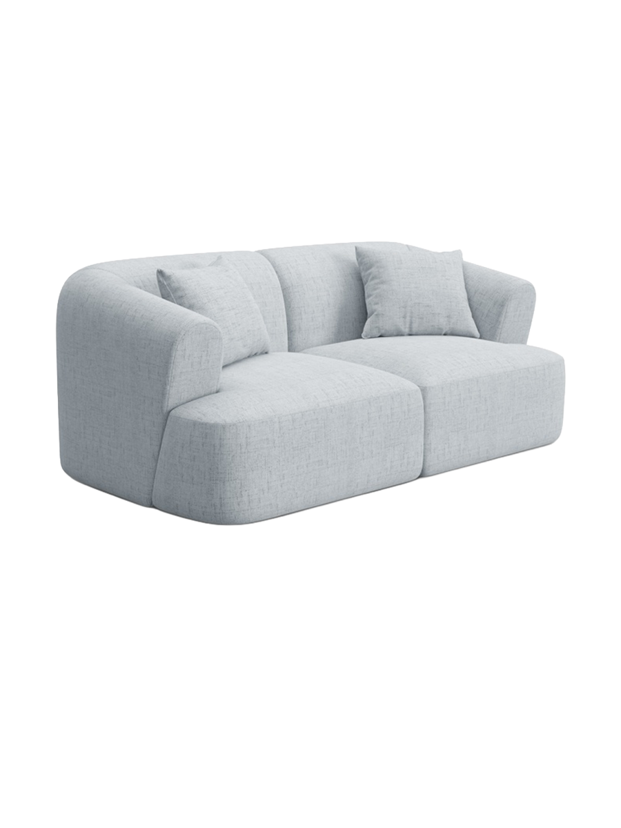 
2-Seater Designer Sofa "Campi" - Structural Fabric Light Grey