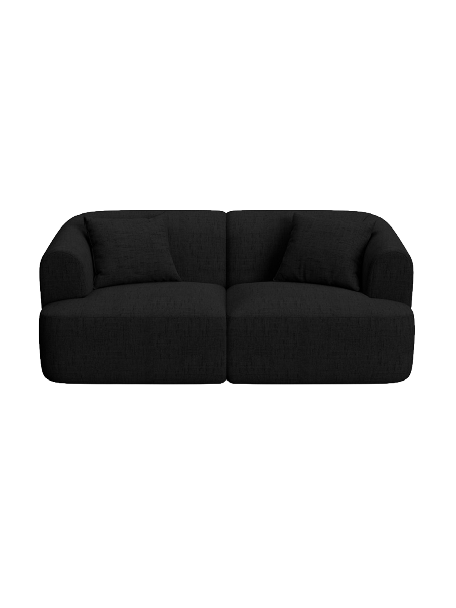 
2-Seater Designer Sofa "Campi" - Textured Fabric Black