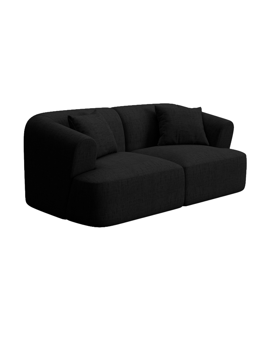 
2-Seater Designer Sofa "Campi" - Textured Fabric Black