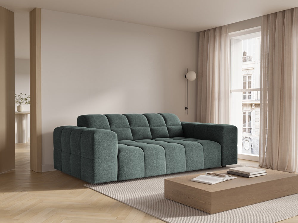
2-Seater Design Sofa "Chicago" - Petrol Chenille