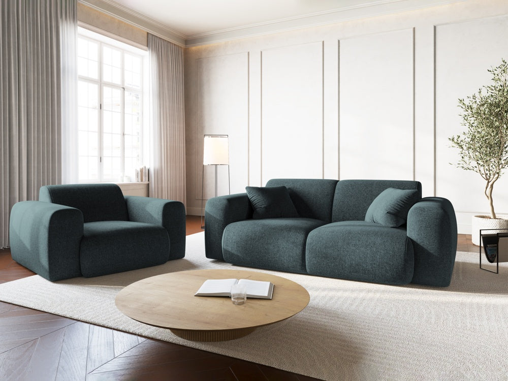 
2-Sitzer Design Sofa „Nolio“ - Chenille Petrol