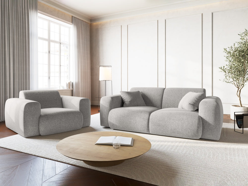 
2-Sitzer Design Sofa „Nolio“ - Chenille Hellgrau