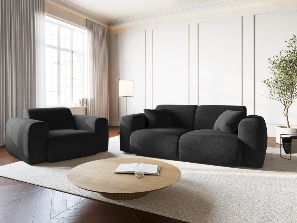 
2-Sitzer Design Sofa „Nolio“ - Chenille Schwarz