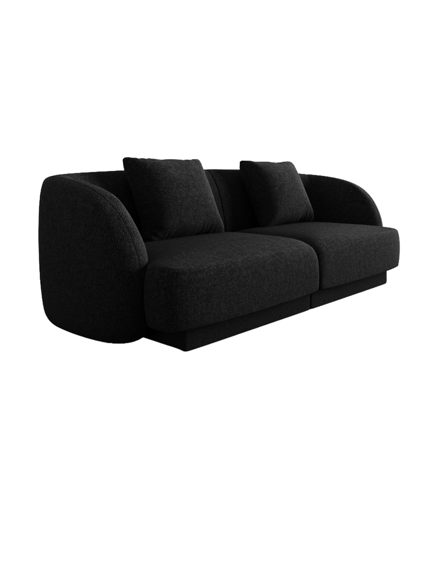 
2-seater designer sofa "Tulum" - Chenille Black