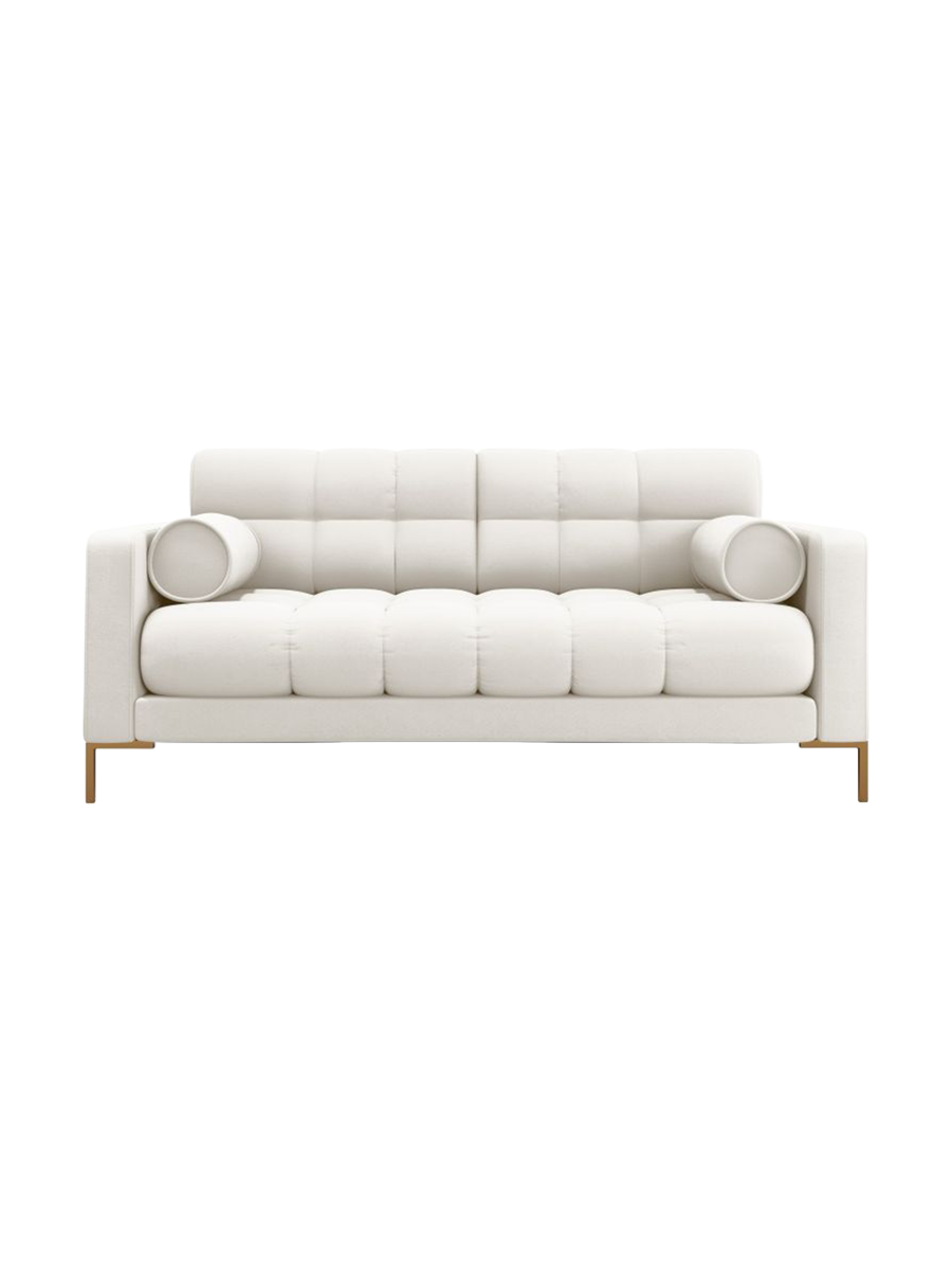 
2-Sitzer Design Sofa „Bali“ - Strukturstoff Beige hell / Gold