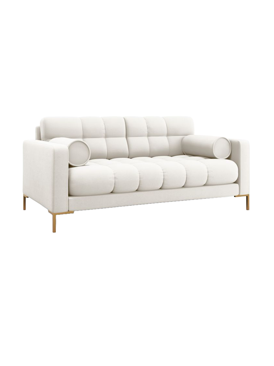 
2-Sitzer Design Sofa „Bali“ - Strukturstoff Beige hell / Gold