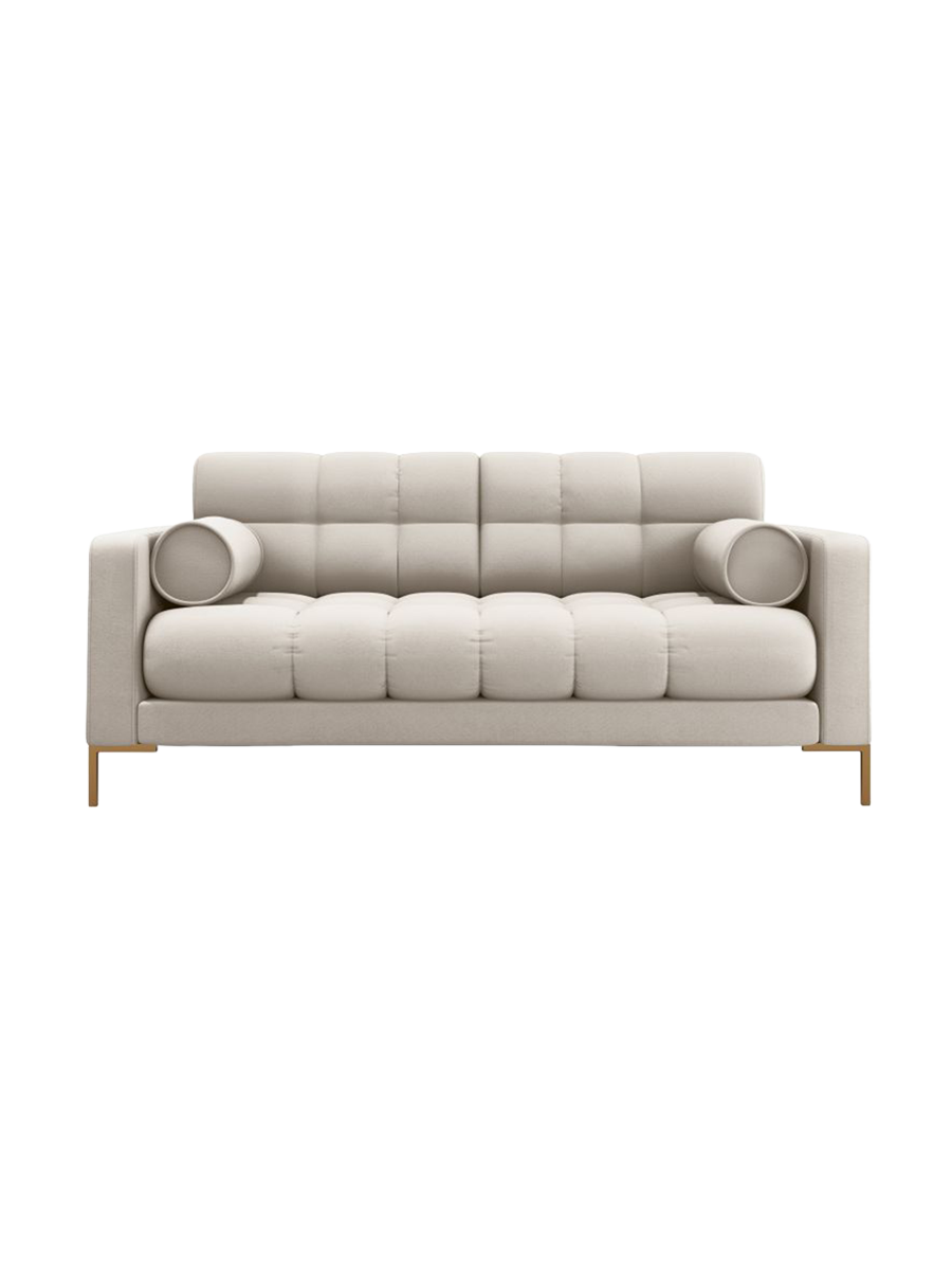 
2-Sitzer Design Sofa „Bali“ - Strukturstoff Beige / Gold