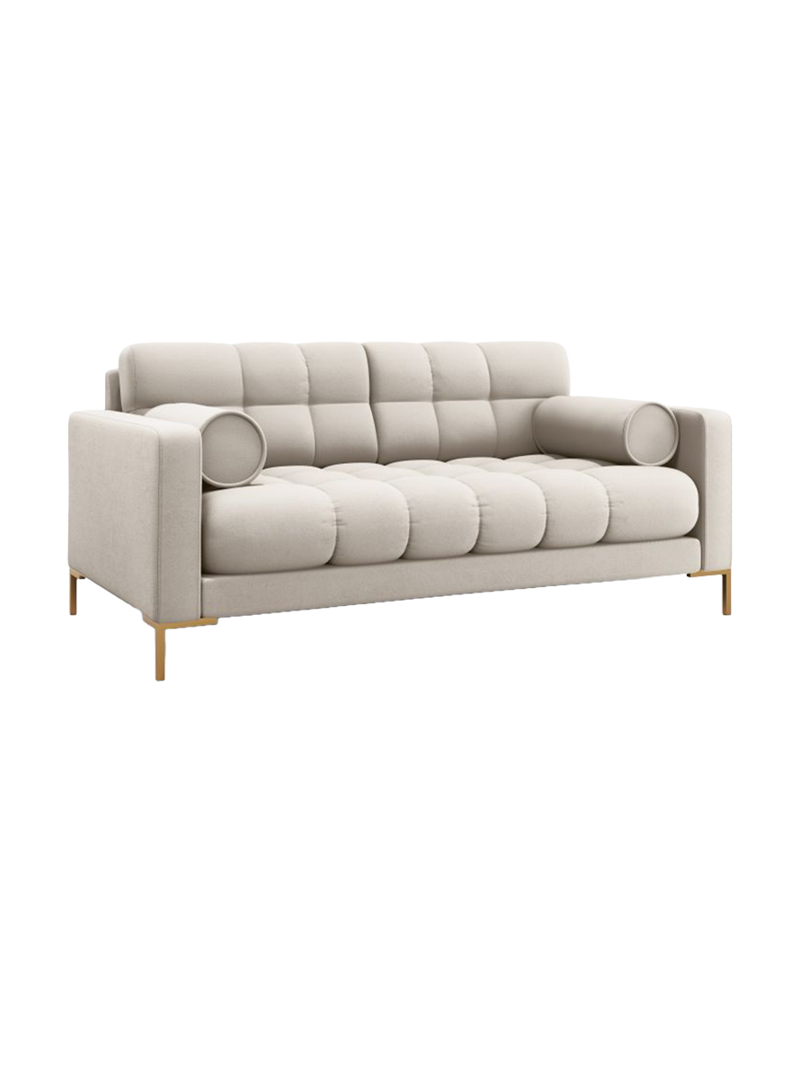 
2-Sitzer Design Sofa „Bali“ - Strukturstoff Beige / Gold