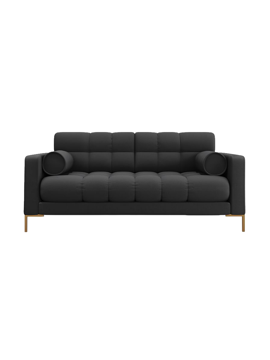 
2-Sitzer Design Sofa „Bali“ - Strukturstoff Dunkelgrau / Gold