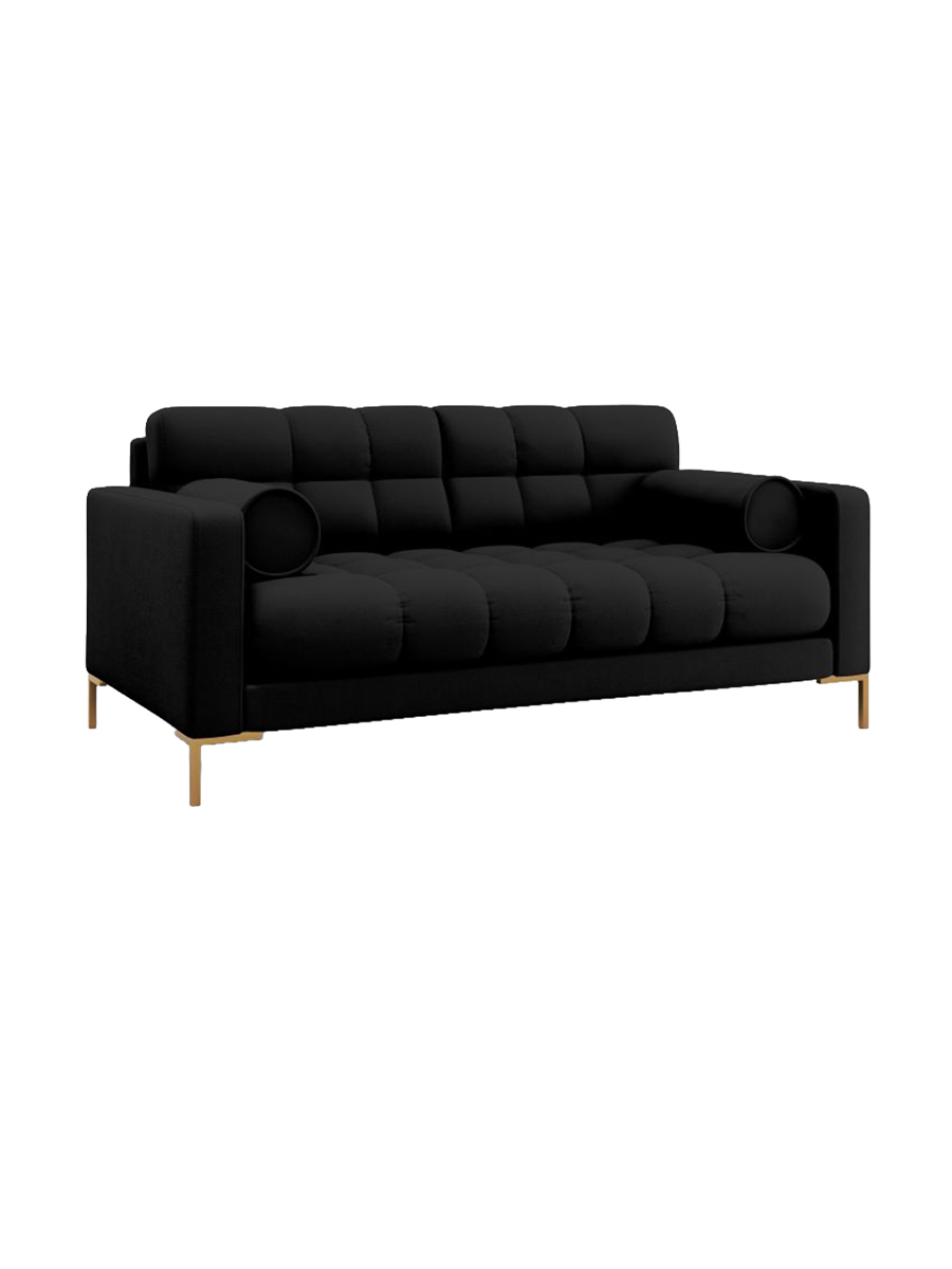 
2-Sitzer Design Sofa „Bali“ - Strukturstoff Schwarz / Gold
