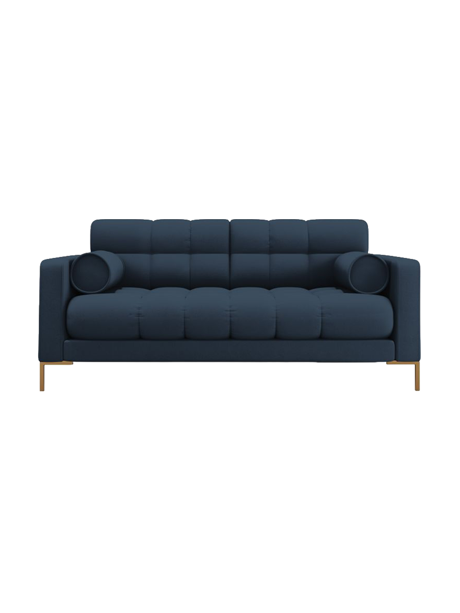 
2-Sitzer Design Sofa „Bali“ - Strukturstoff Blau / Gold