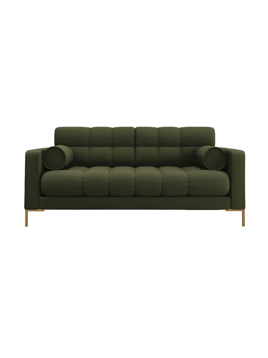 
2-Sitzer Design Sofa „Bali“ - Strukturstoff Grün / Gold