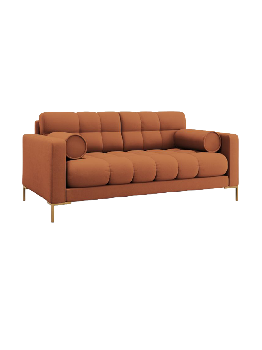 
2-Sitzer Design Sofa „Bali“ - Strukturstoff Brick / Gold